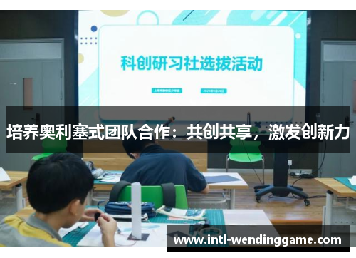 培养奥利塞式团队合作：共创共享，激发创新力