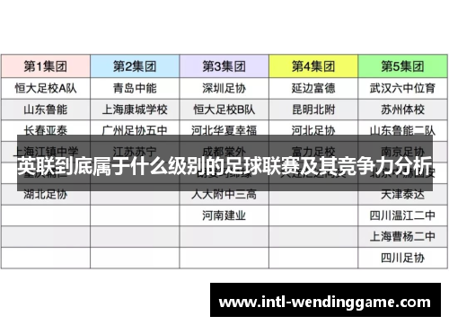 英联到底属于什么级别的足球联赛及其竞争力分析